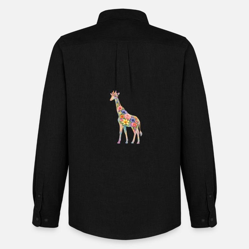 Giraffe Silhouette Blumen - Männer Oxford Hemd von Stanley/Stella - Schwarz