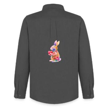 Cœur de lapin mignon - Chemise Oxford homme Stanley/Stella - charbon - Dos - AI Model Male 185 dark (185cm)