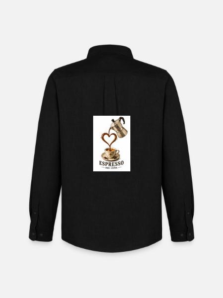EspressoHerz aus Liebe - Männer Oxford Hemd von Stanley/Stella - Schwarz
