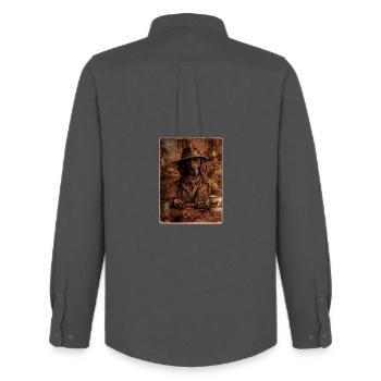 Baron des cerfs - Chien de chasse hanovrien - Chemise Oxford homme Stanley/Stella - charbon - Dos - AI Model Male 185 dark (185cm)