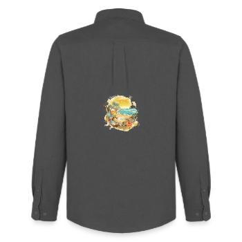 Rêve de plage - Chemise Oxford homme Stanley/Stella - charbon - Dos - AI Model Male 185 dark (185cm)