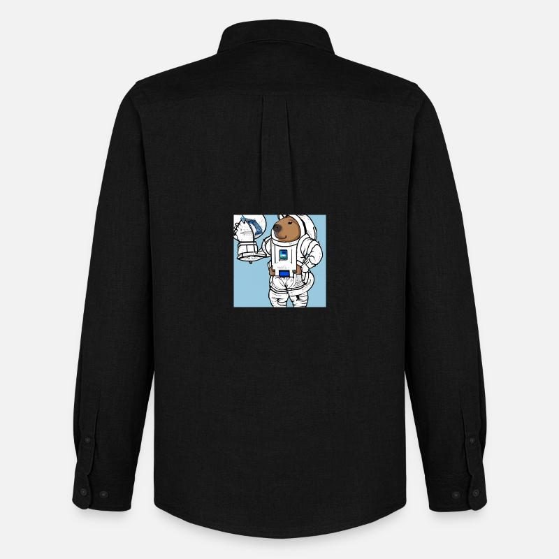 Capybara-Astronaut - Männer Oxford Hemd von Stanley/Stella - Schwarz