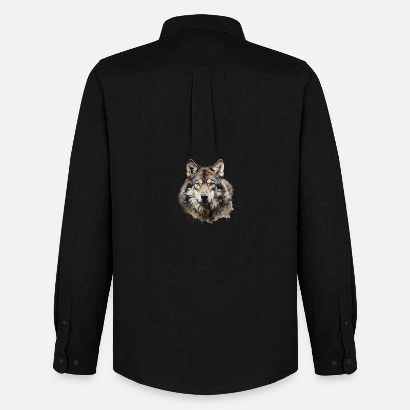 Wolf Portrait – Wildtier Alpen Design - Männer Oxford Hemd von Stanley/Stella - Schwarz