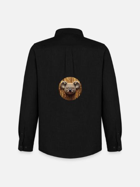 Koala Kopf vor Bambus Wand - Männer Oxford Hemd von Stanley/Stella - Schwarz