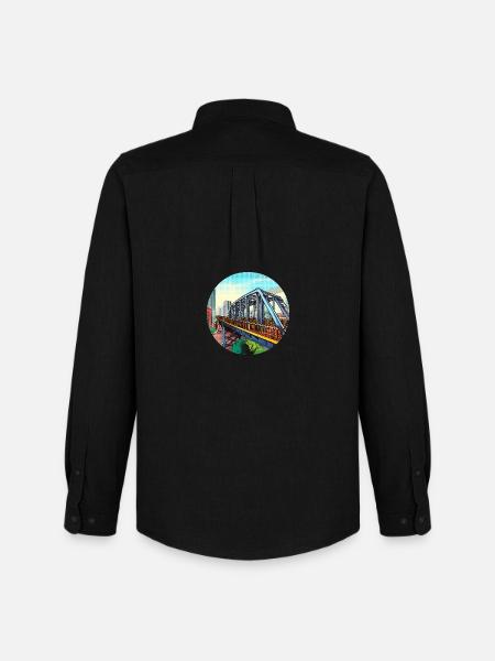 Comic Bridge in City - Men's Oxford Shirt by Stanley/Stella - black