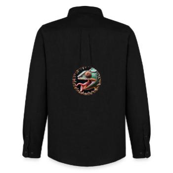 Le caméléon a faim d’insectes - Chemise Oxford homme Stanley/Stella - noir - Dos - AI Model Male 185 dark (185cm)