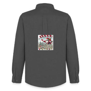 Weihnachts Design 13 - Männer Oxford Hemd von Stanley/Stella - Anthrazit - Hinten - AI Model Male 185 dark (185cm)