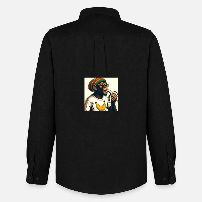 Cool monkey eats banana - Men's Oxford Shirt by Stanley/Stella - black