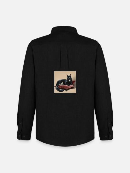 noir Oreiller chat - Chemise Oxford homme Stanley/Stella - noir