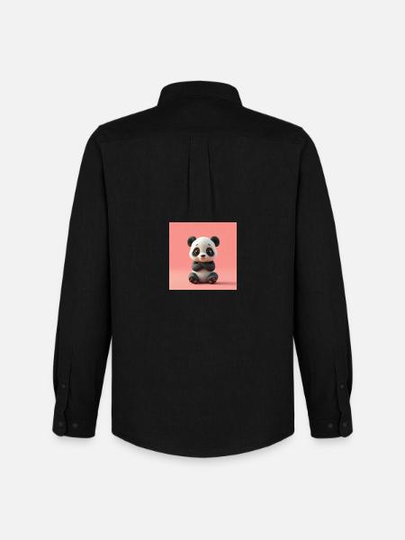 Panda effet cartoon - Chemise Oxford homme Stanley/Stella - noir