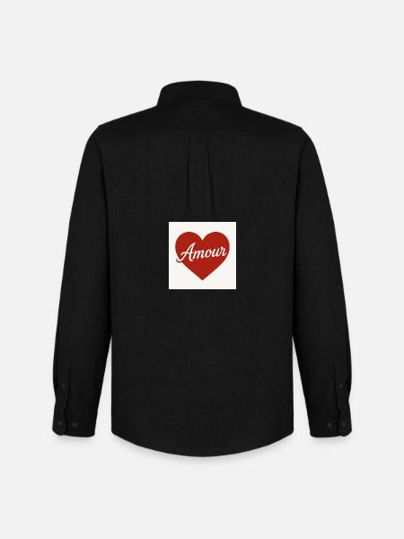 Liebevolle Herzform mit Amour-Text - Männer Oxford Hemd von Stanley/Stella - Schwarz
