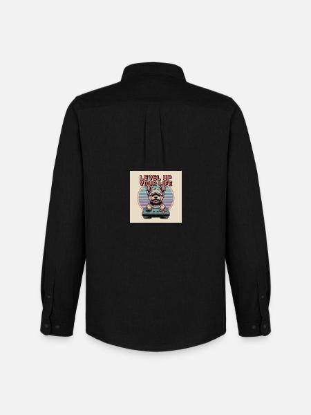 Cute Retro Gamer Dog - Men's Oxford Shirt by Stanley/Stella - black