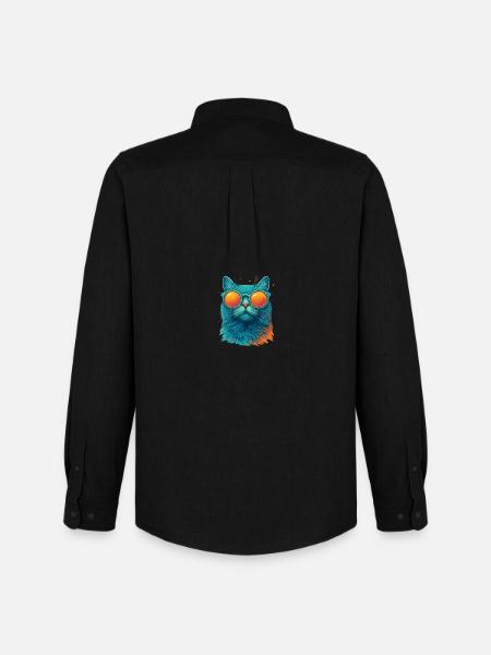 Cool Cat in Sunglasses - Men's Oxford Shirt by Stanley/Stella - black