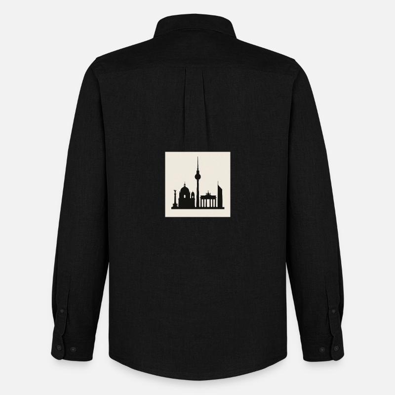 Berliner Skyline Silhouette - Männer Oxford Hemd von Stanley/Stella - Schwarz
