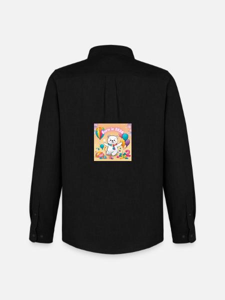 Birthday Bear with Balloons 2026 - Men's Oxford Shirt by Stanley/Stella - black