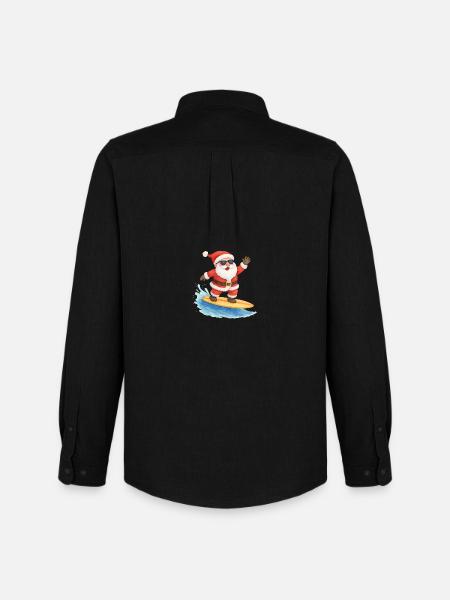 Conception de Noël Cool Santa Surfer - Chemise Oxford homme Stanley/Stella - noir