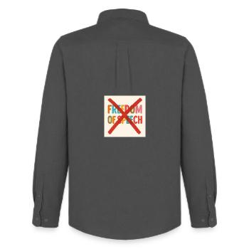 Liberté d’expression - Chemise Oxford homme Stanley/Stella - charbon - Dos - AI Model Male 185 dark (185cm)