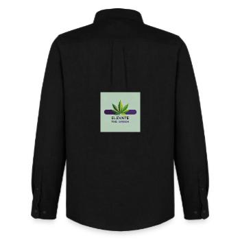 Elevate The Green Cannabis Leaf - Men's Oxford Shirt by Stanley/Stella - black - Back - AI Model Male 185 dark (185cm)