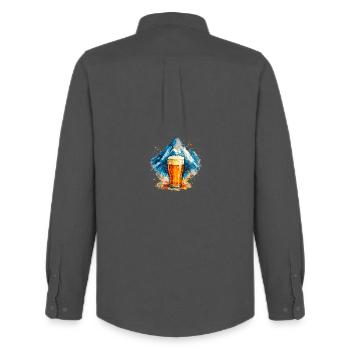 Bier im Berggipfel Aquarell - Männer Oxford Hemd von Stanley/Stella - Anthrazit - Hinten - AI Model Male 185 dark (185cm)