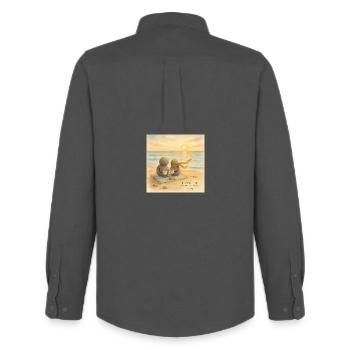 Sea Breeze Kaffee Begleiter - Männer Oxford Hemd von Stanley/Stella - Anthrazit - Hinten - AI Model Male 185 dark (185cm)