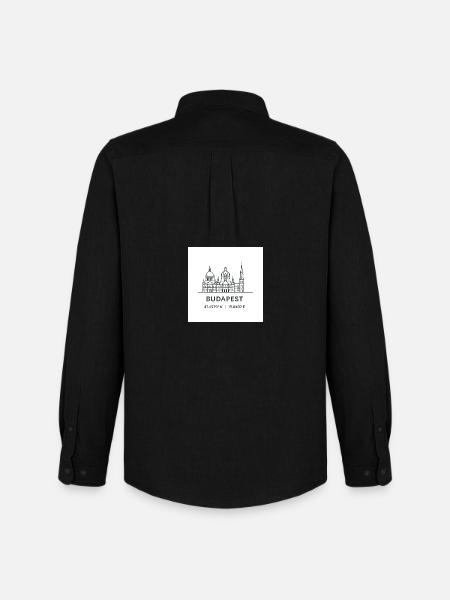 Budapest Line Art Silhouette Landmark - Men's Oxford Shirt by Stanley/Stella - black