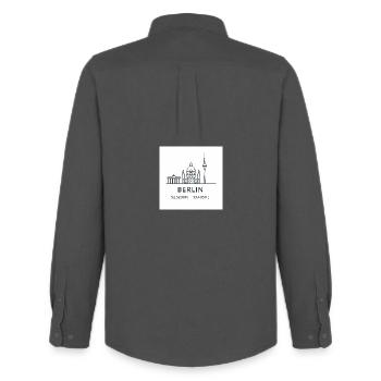 Berlin Linienkunst Silhouette Wahrzeichen - Männer Oxford Hemd von Stanley/Stella - Anthrazit - Hinten - AI Model Male 185 dark (185cm)