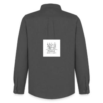 Prag Linienkunst Silhouette Wahrzeichen - Männer Oxford Hemd von Stanley/Stella - Anthrazit - Hinten - AI Model Male 185 dark (185cm)