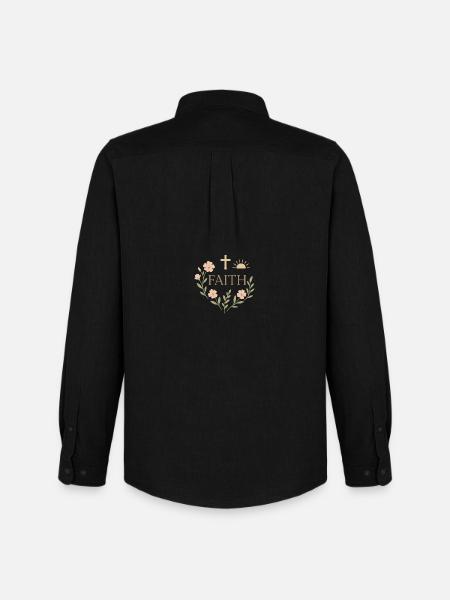 Glaube Blütenkranz Design - Männer Oxford Hemd von Stanley/Stella - Schwarz