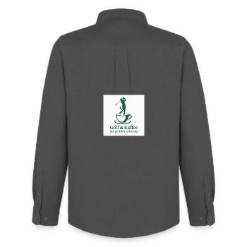Golf et café – Le swing parfait - Chemise Oxford homme Stanley/Stella - charbon - Dos - AI Model Male 185 dark (185cm)