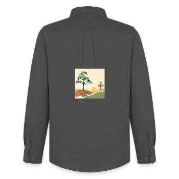 Pastell-Sonnenuntergangsbäume - Männer Oxford Hemd von Stanley/Stella - Anthrazit - Hinten - AI Model Male 185 dark (185cm)