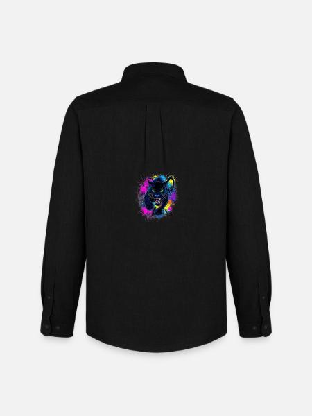 Neon Panther Farbexplosion - Männer Oxford Hemd von Stanley/Stella - Schwarz