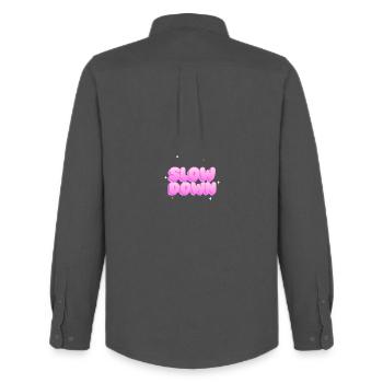 Mach langsamer - Männer Oxford Hemd von Stanley/Stella - Anthrazit - Hinten - AI Model Male 185 dark (185cm)