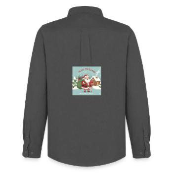 Le Père Noël de Noël avec sac et canne en sucre d’orge - Chemise Oxford homme Stanley/Stella - charbon - Dos - AI Model Male 185 dark (185cm)