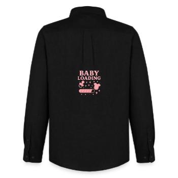 Baby Loading Graphic – Pacifier & Diaper Stars - Men's Oxford Shirt by Stanley/Stella - black - Back - AI Model Male 185 dark (185cm)