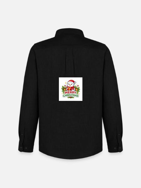 Snowman with gift Christmas fun - Men's Oxford Shirt by Stanley/Stella - black