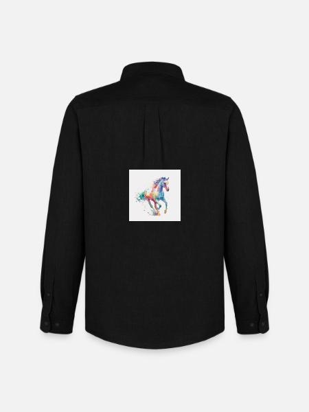 Regenbogenpferd Aquarell-Burst - Männer Oxford Hemd von Stanley/Stella - Schwarz