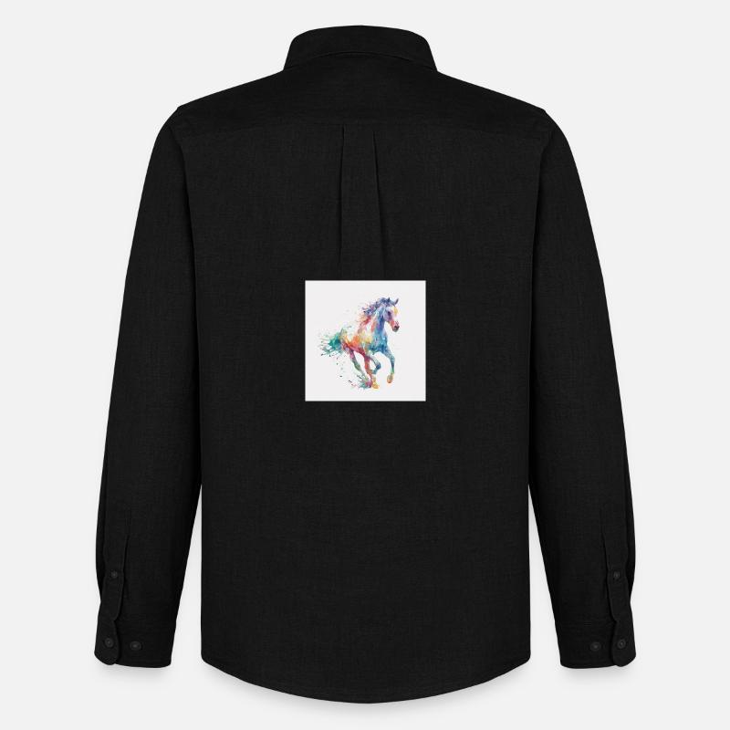 Regenbogenpferd Aquarell-Burst - Männer Oxford Hemd von Stanley/Stella - Schwarz
