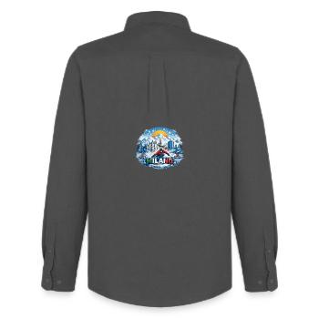Aventure hivernale à Milan dans la neige - Chemise Oxford homme Stanley/Stella - charbon - Dos - AI Model Male 185 dark (185cm)