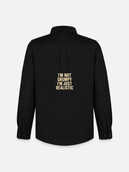 Not grumpy, just realistic - Men's Oxford Shirt by Stanley/Stella - black