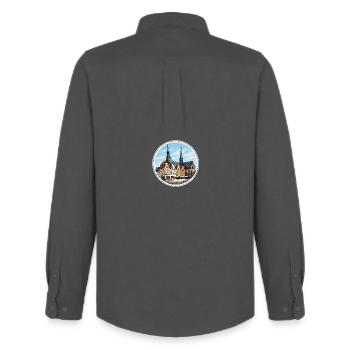 Rostock-Neuer Markt - Men's Oxford Shirt by Stanley/Stella - anthracite - Back - AI Model Male 185 dark (185cm)