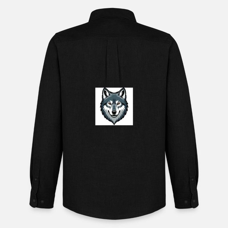 Wolf Head – stylized illustration - Men's Oxford Shirt by Stanley/Stella - black