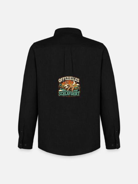 Schlafshirt Faultier Mondnacht - Männer Oxford Hemd von Stanley/Stella - Schwarz
