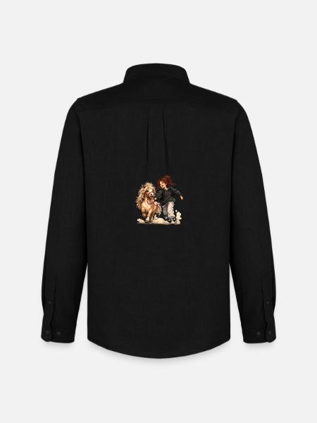 Pony und Mädchen – Gemeinsam unterwegs - Männer Oxford Hemd von Stanley/Stella - Schwarz