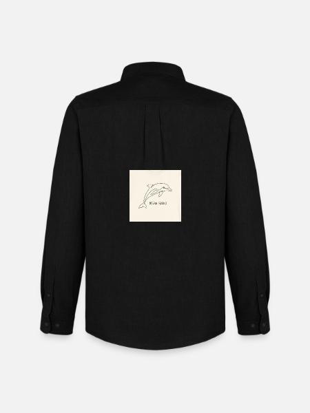 Dolphin Line Art: Ocean Friend - Men's Oxford Shirt by Stanley/Stella - black