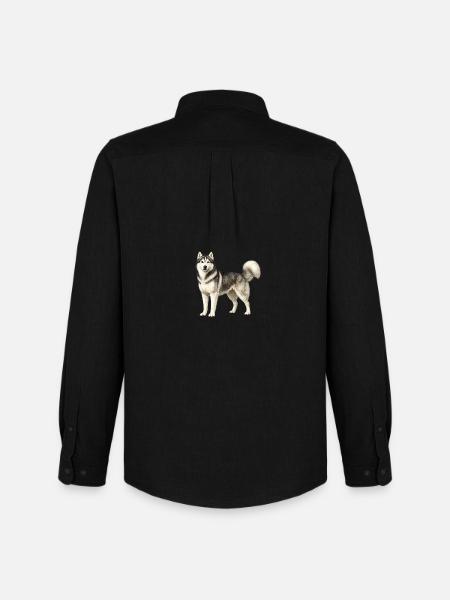 Husky portrait in the fog - Men's Oxford Shirt by Stanley/Stella - black