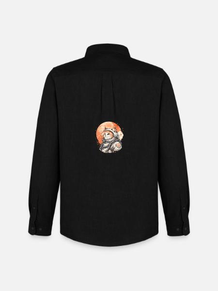 Astronauts Cat in Space – Japanese Retro - Men's Oxford Shirt by Stanley/Stella - black