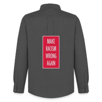 Rendre le racisme répréhensible - Chemise Oxford homme Stanley/Stella - charbon - Dos - AI Model Male 185 dark (185cm)