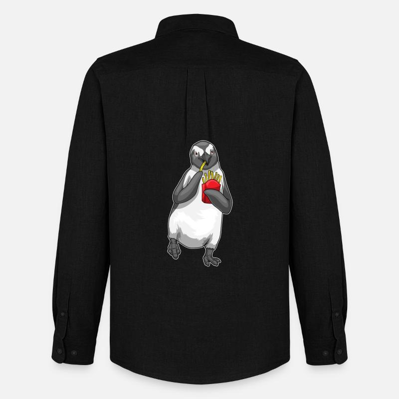 Pinguin Pommes frites - Männer Oxford Hemd von Stanley/Stella - Schwarz