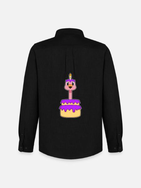Gâteau d’anniversaire de flamant rose - Chemise Oxford homme Stanley/Stella - noir