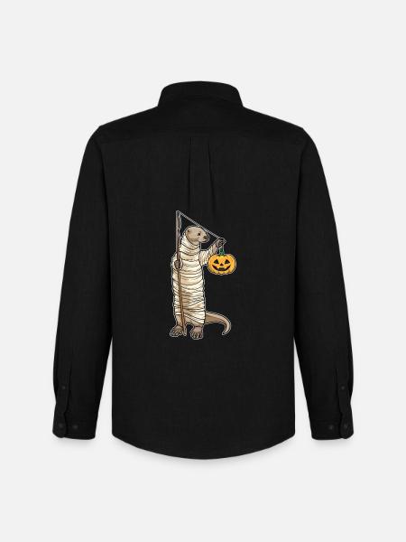 Otter Halloween Fishing - Men's Oxford Shirt by Stanley/Stella - black